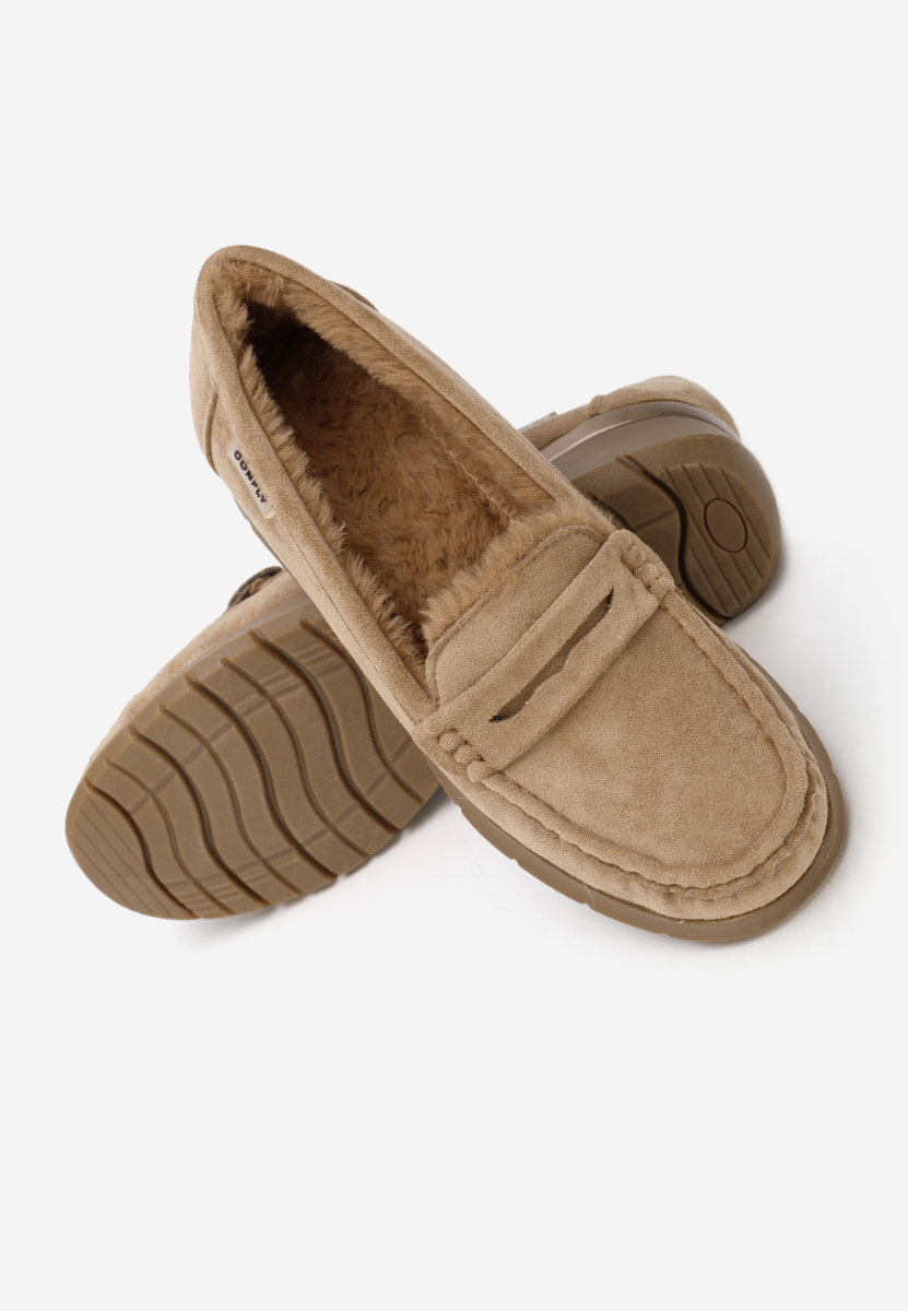 Khaki mokasyny na koturnie Hazelia