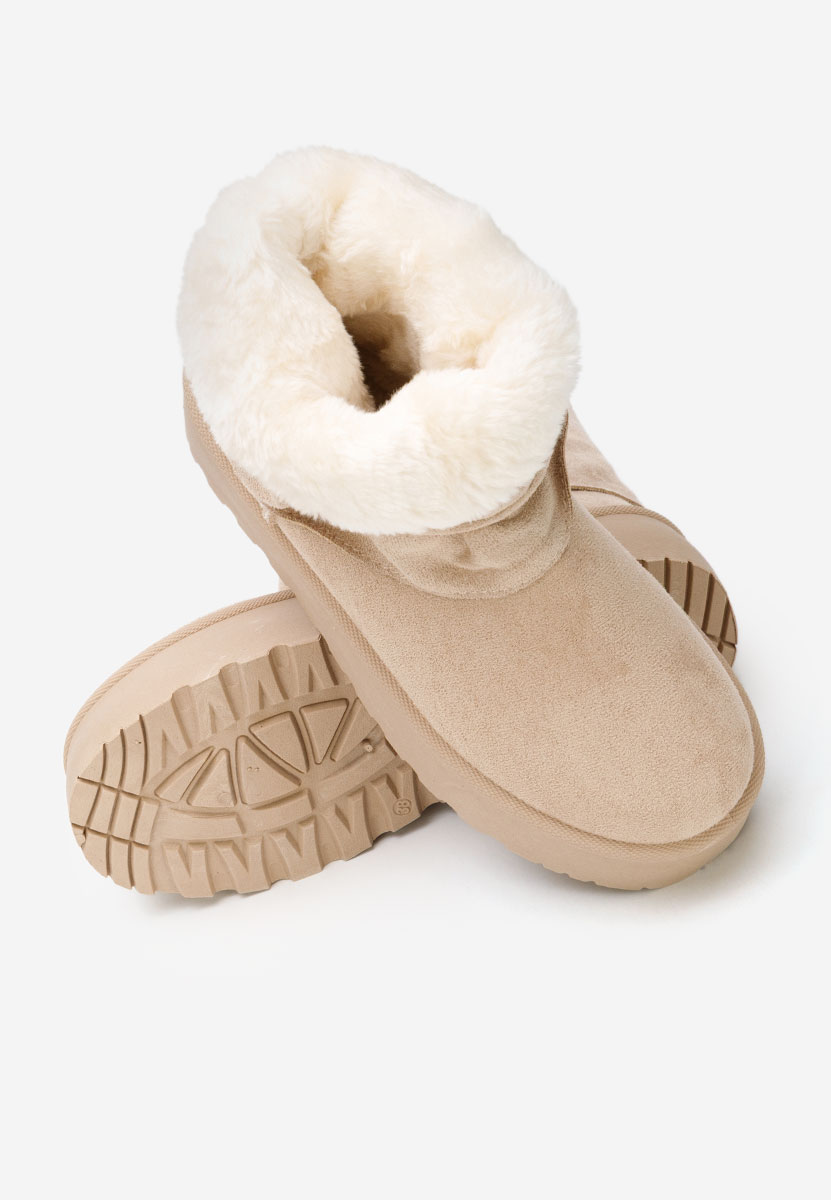 Beżowe śniegowce damskie na platformie Janesia