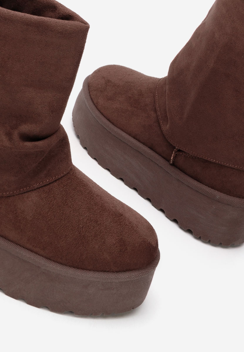 Brązowe śniegowce damskie na platformie Janesia