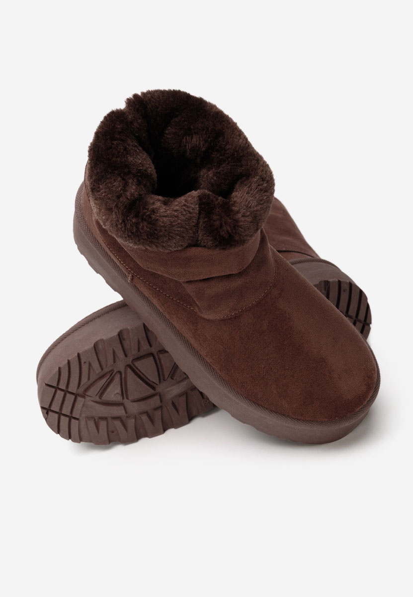 Brązowe śniegowce damskie na platformie Janesia