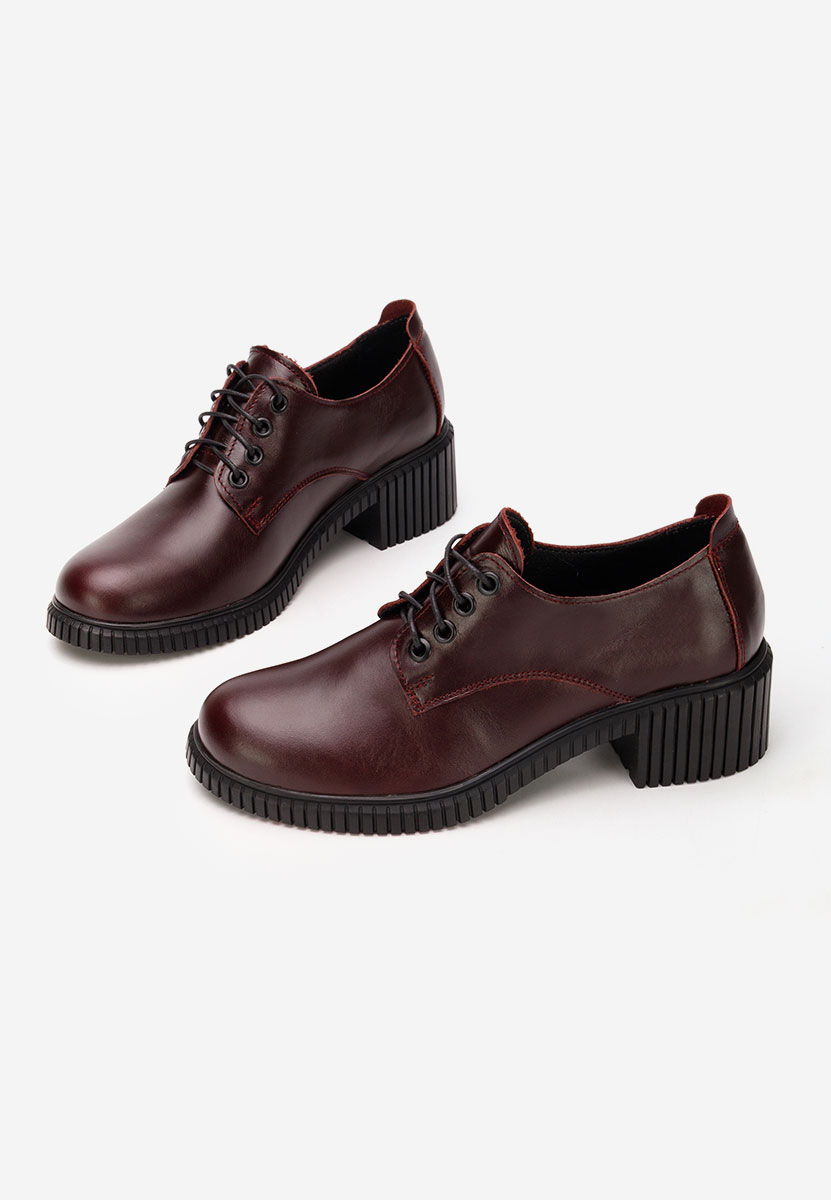 Bordowe półbuty na slupku Roanne