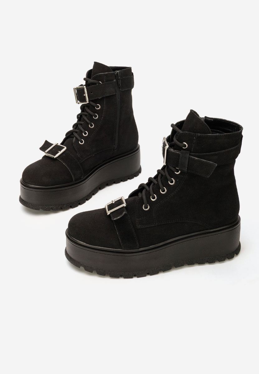Czarne botki na platformie Astrid V6