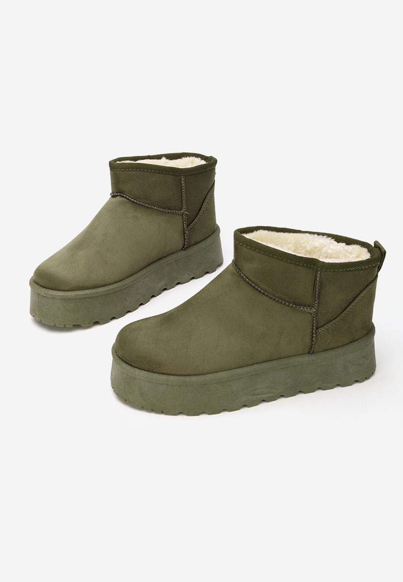 Zielone śniegowce damskie na platformie Zenaria