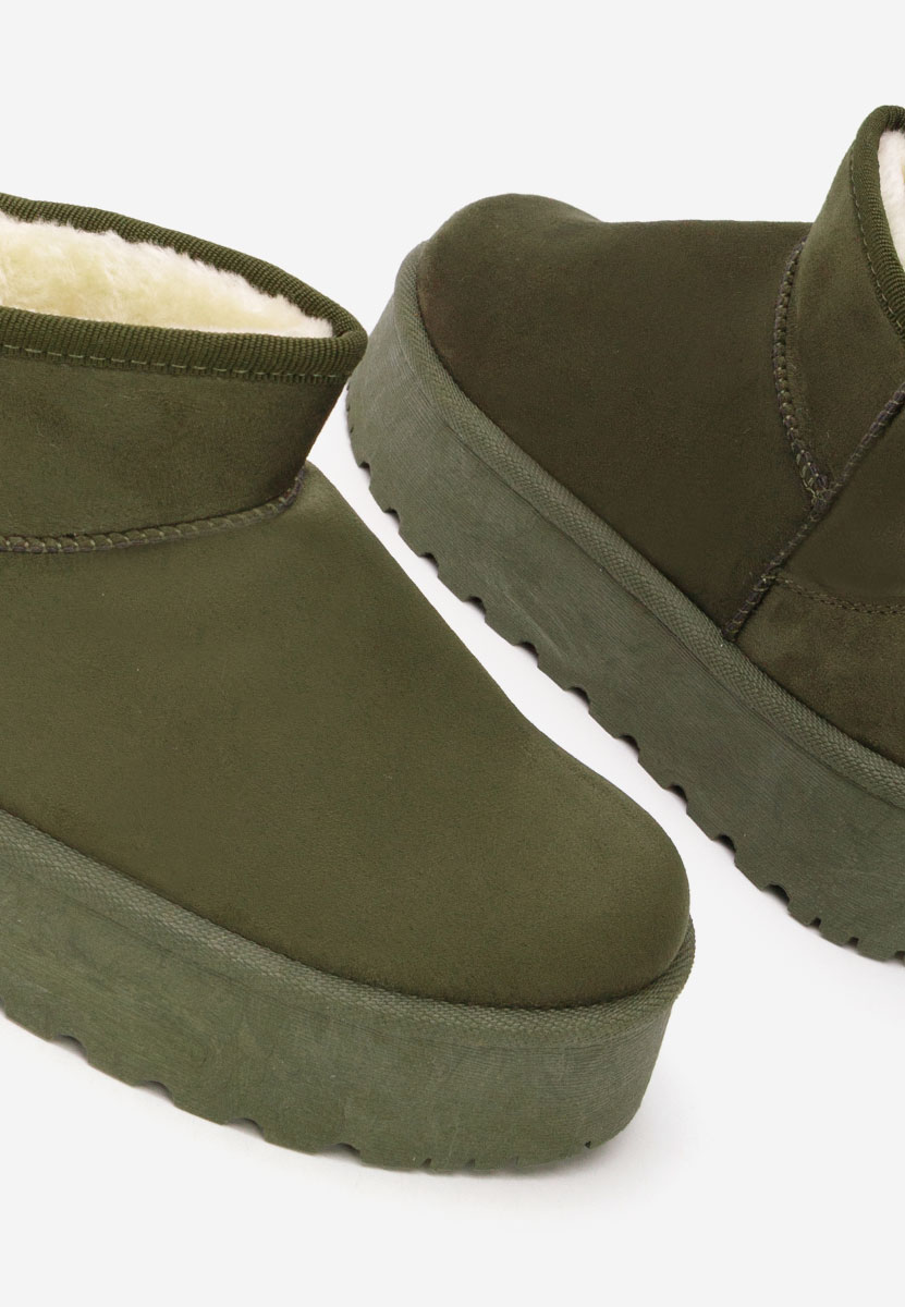 Zielone śniegowce damskie na platformie Zenaria