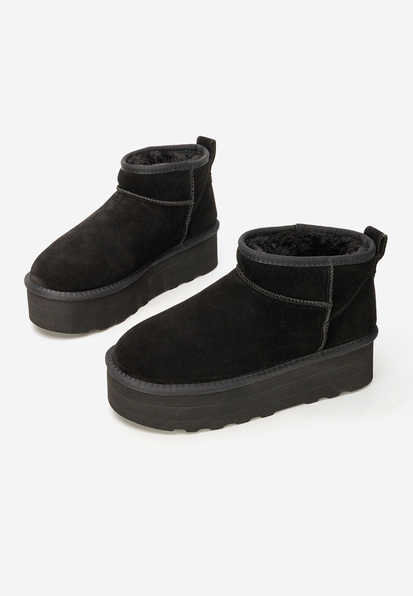 Czarne śniegowce damskie na platformie Fenoria