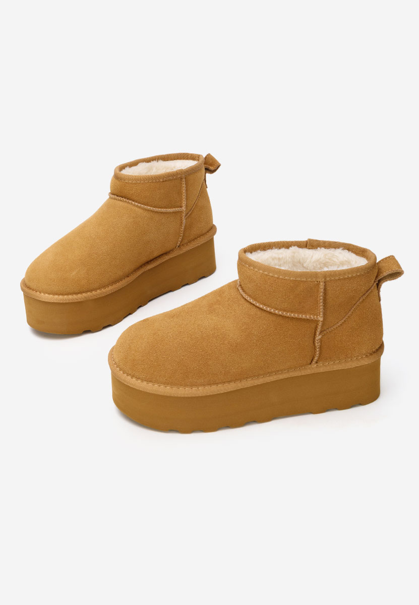 Camelowe śniegowce damskie na platformie Fenoria