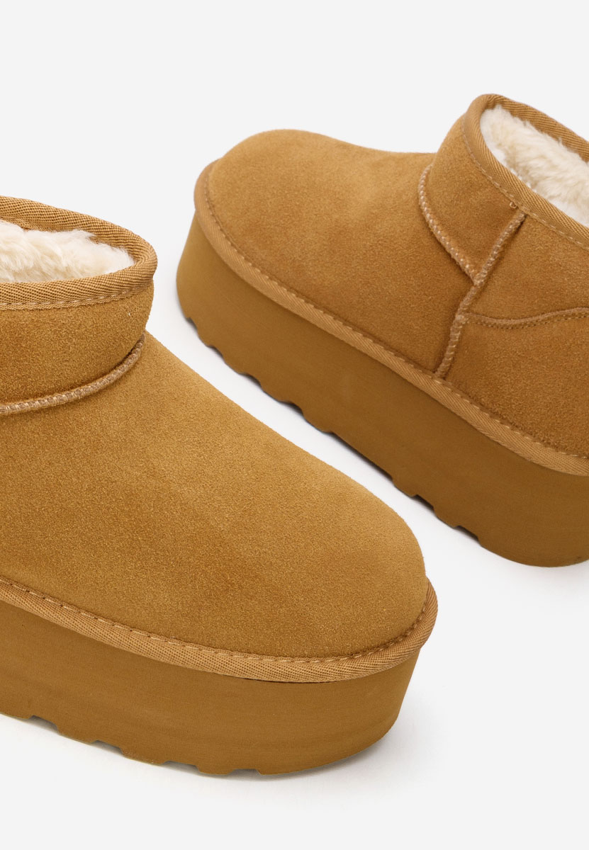 Camelowe śniegowce damskie na platformie Fenoria