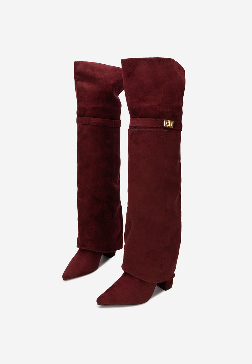 Bordowe długie kozaki za kolano Crisia V2