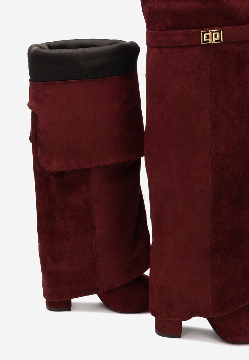Bordowe długie kozaki za kolano Crisia V2