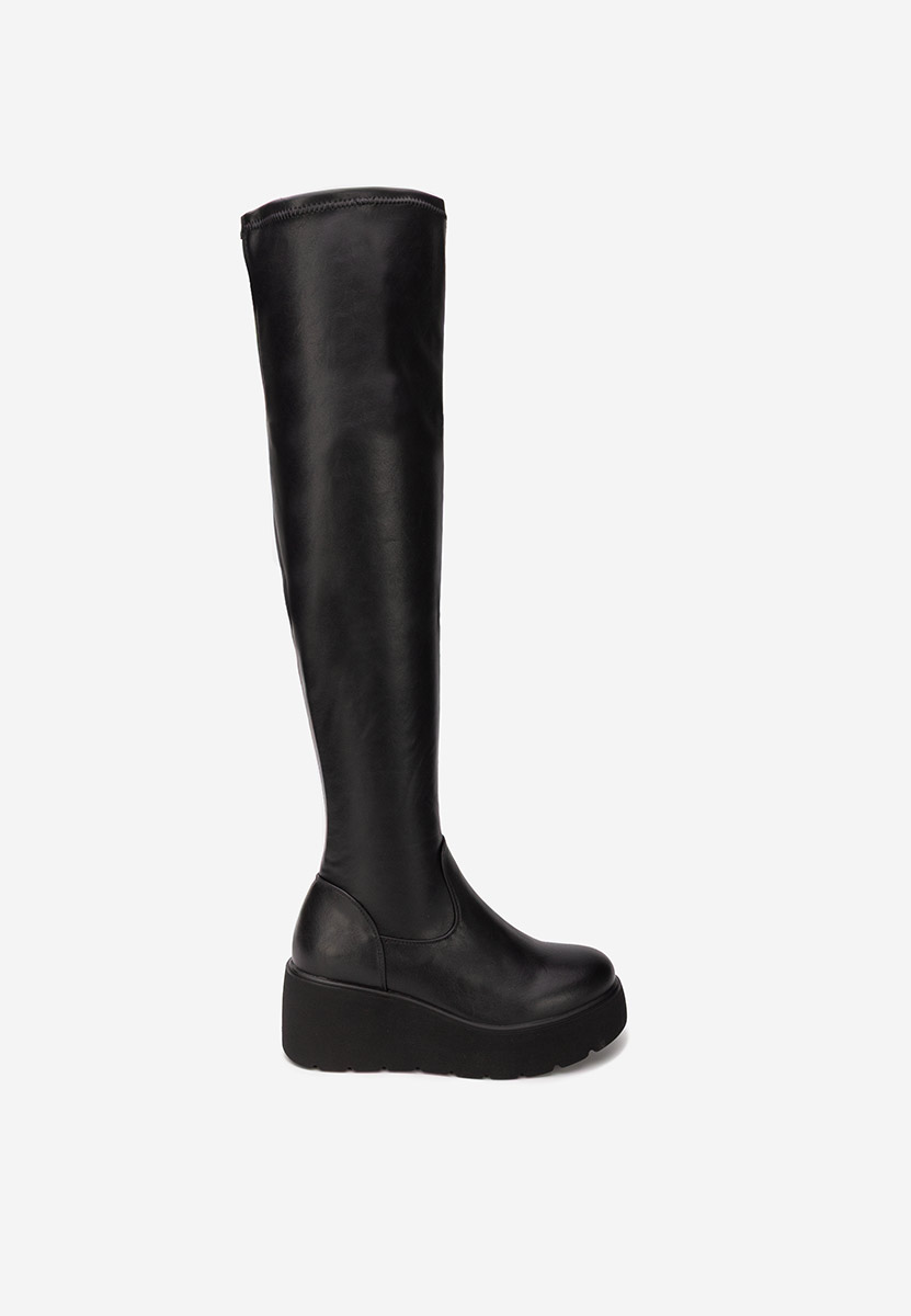 Czarne długie kozaki za kolano Adeona