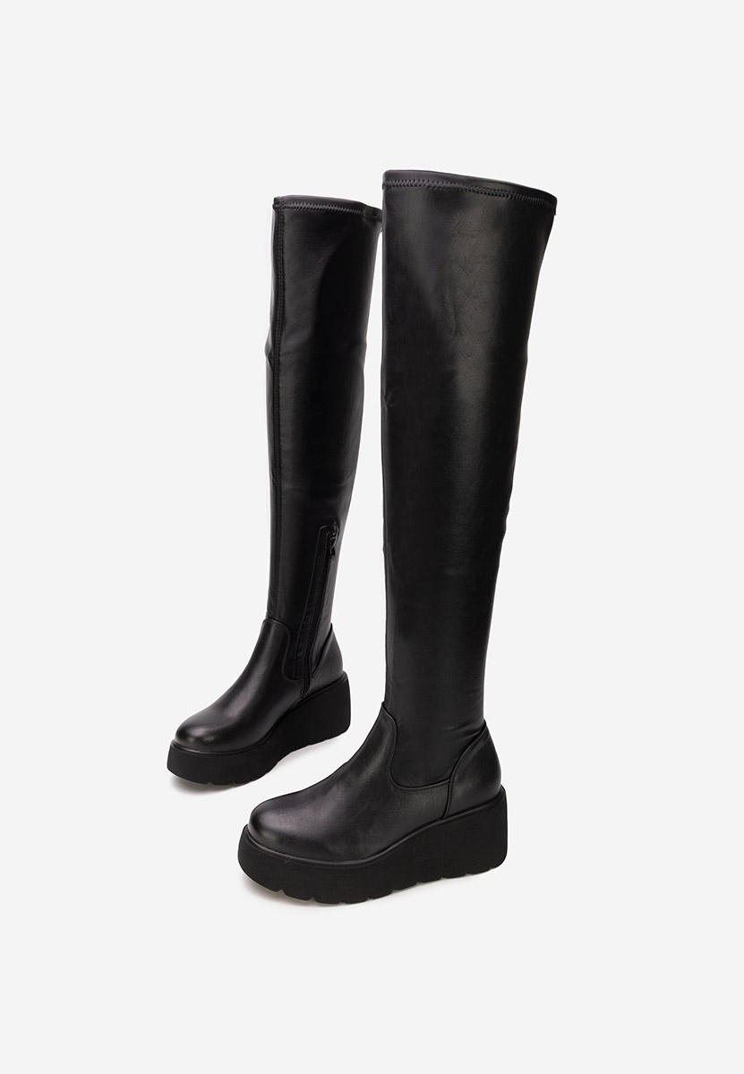 Czarne długie kozaki za kolano Adeona