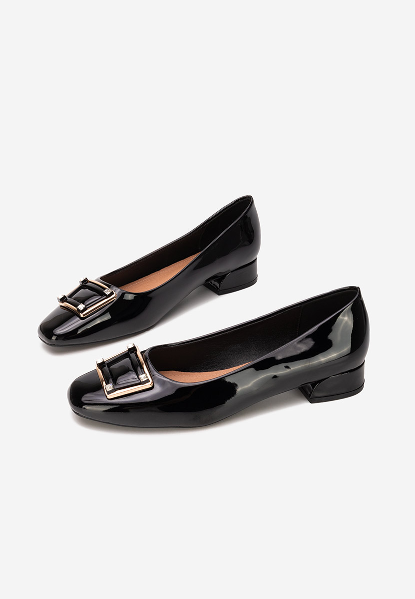 Czarne czółenka na niskim obcasie Huana