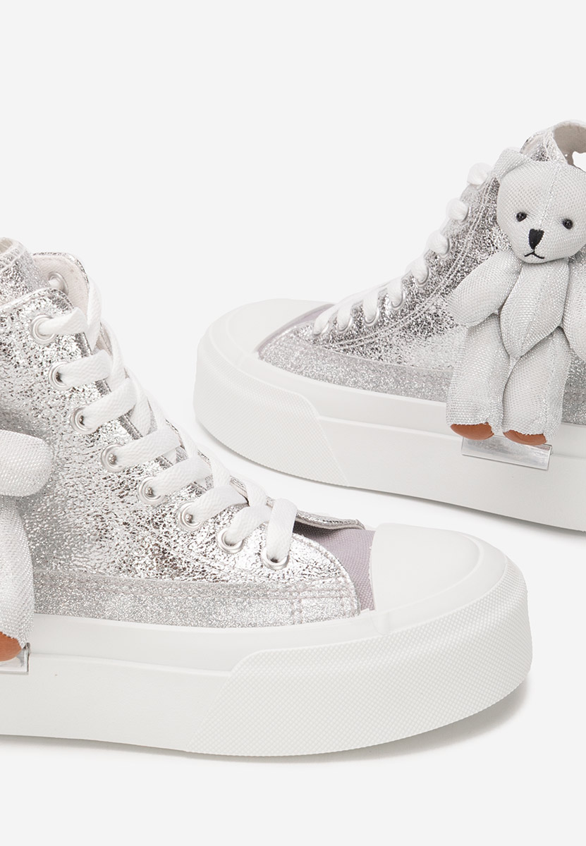 Srebrne trampki wysokie damskie Alisea