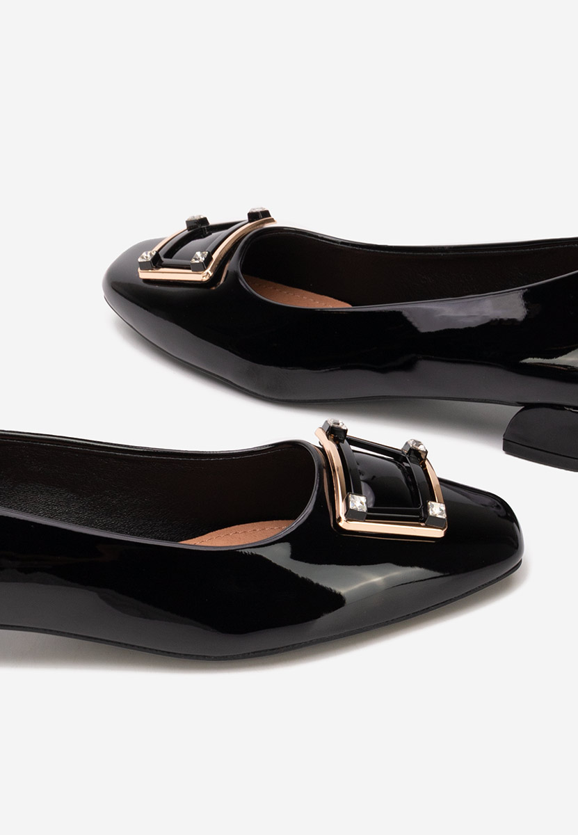 Czarne czółenka na niskim obcasie Huana