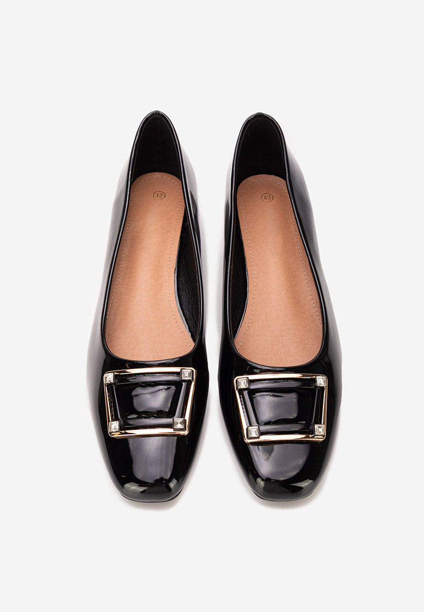 Czarne czółenka na niskim obcasie Huana