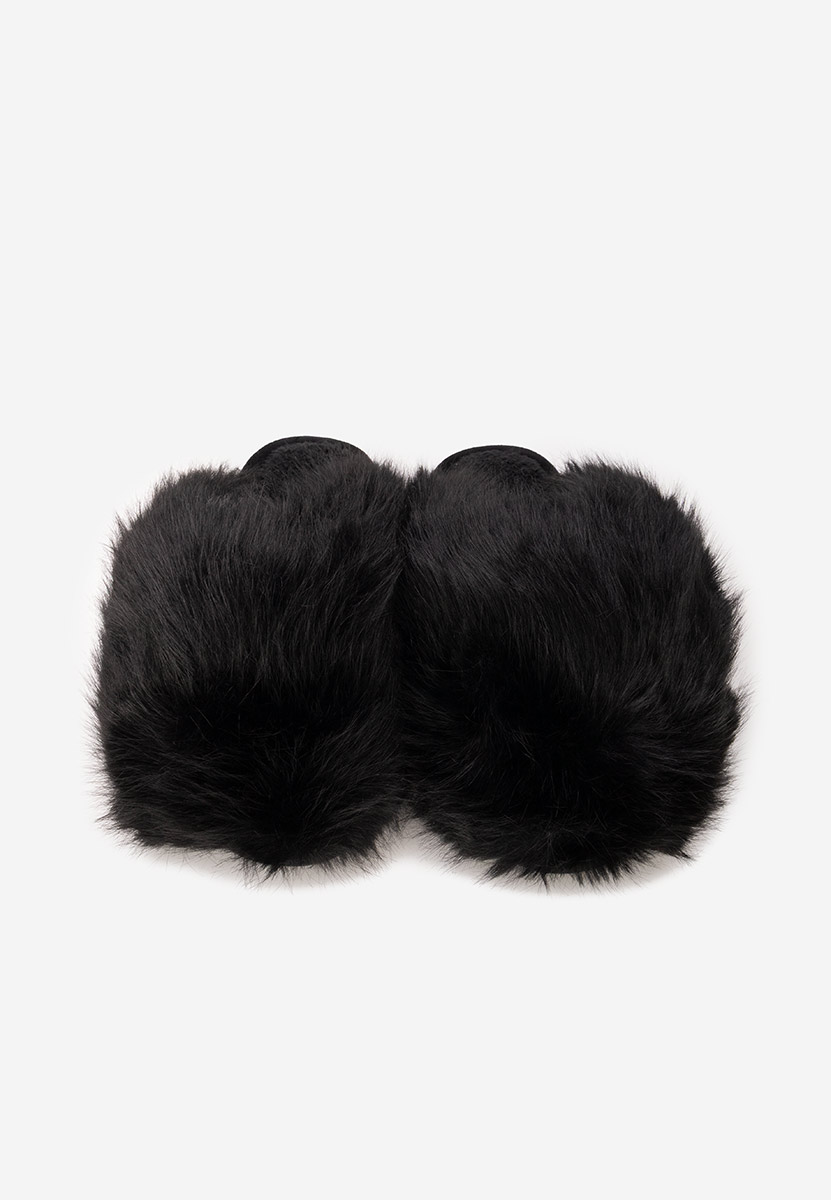 Czarne klapki z futerkiem Vesoria Czarne klapki z futerkiem Vesoria