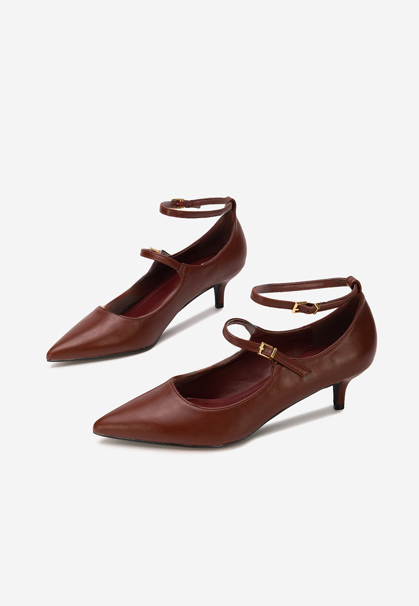 Bordowe czółenka na niskim obcasie Sarla Bordowe czółenka na niskim obcasie Sarla