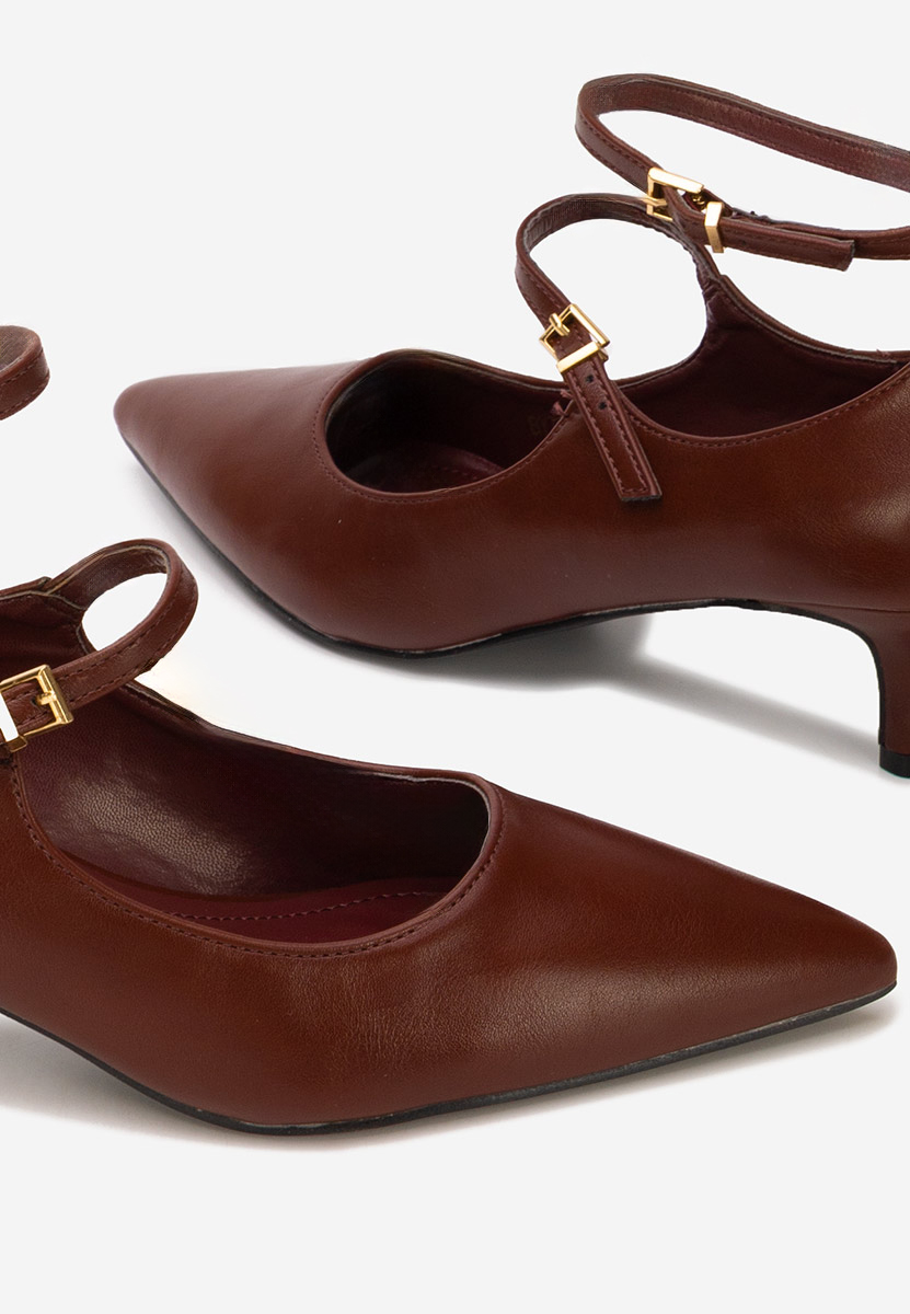 Bordowe czółenka na niskim obcasie Sarla Bordowe czółenka na niskim obcasie Sarla