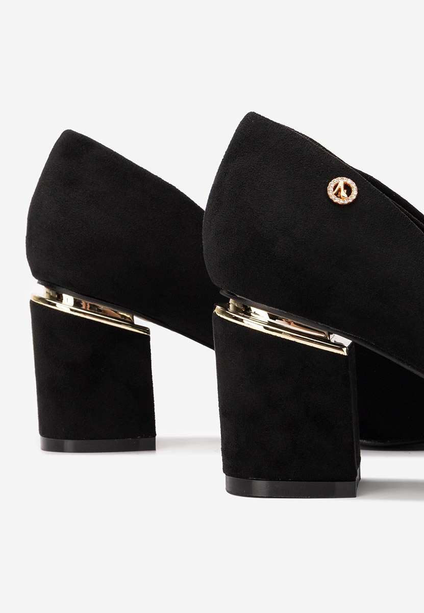 Czarne czółenka na słupku Nelia V5