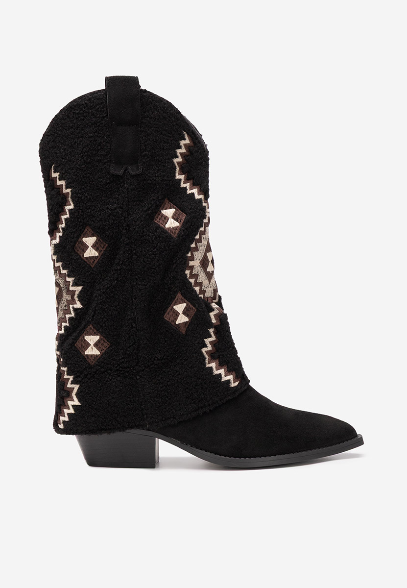 Czarne kozaki na słupku Cloria