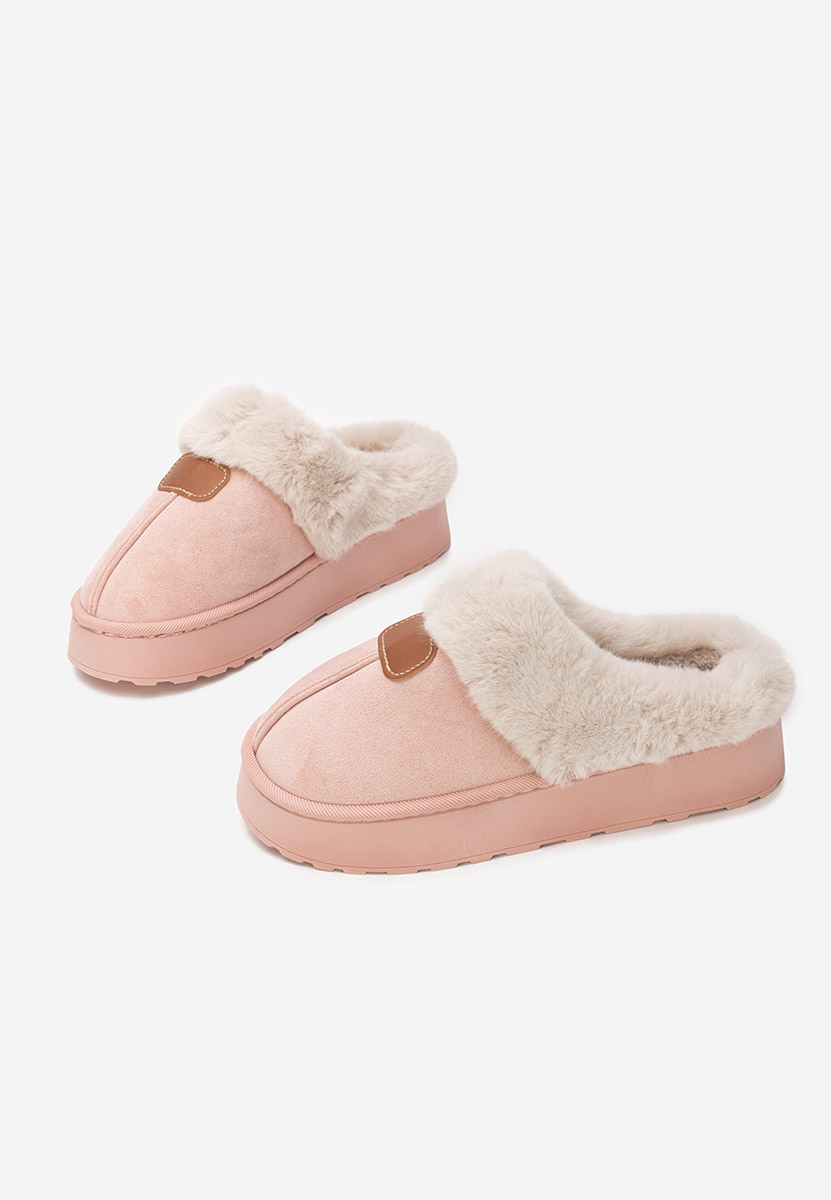 Różowe klapki z futerkiem Flufina