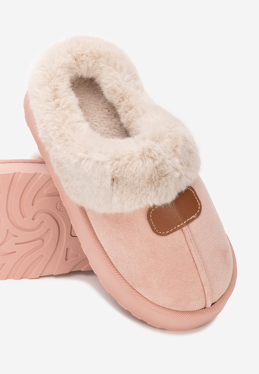 Różowe klapki z futerkiem Flufina