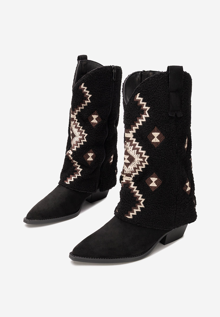 Czarne kozaki na słupku Cloria