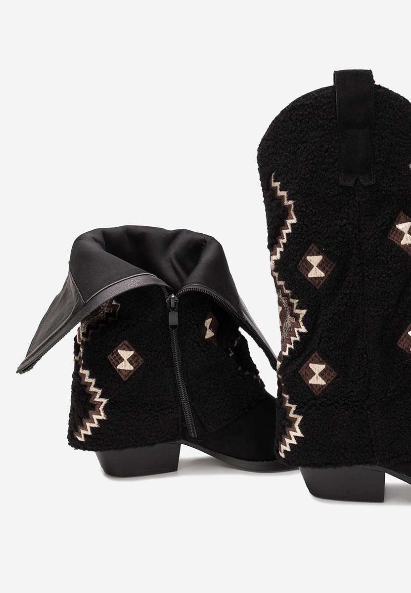 Czarne kozaki na słupku Cloria