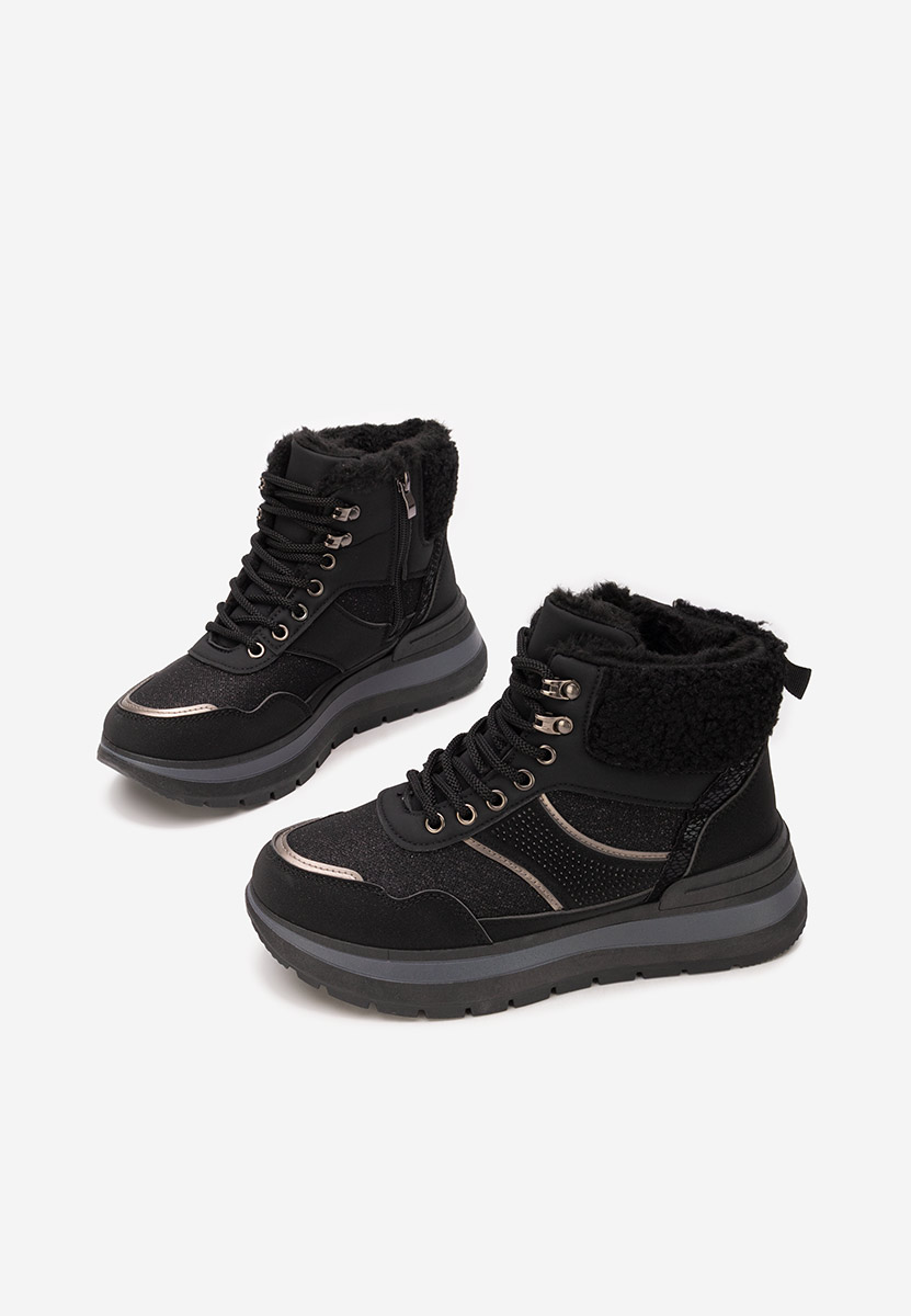 Czarne sneakersy na platformie Nabila