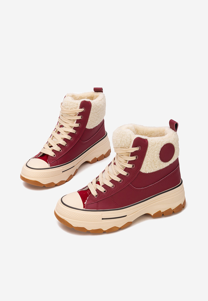 Bordowe trampki wysokie damskie Oziana