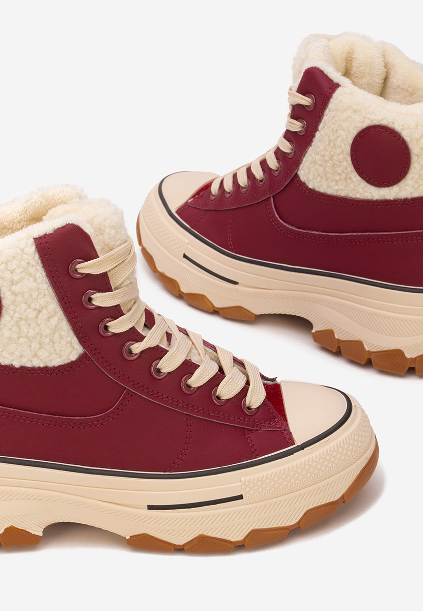 Bordowe trampki wysokie damskie Oziana