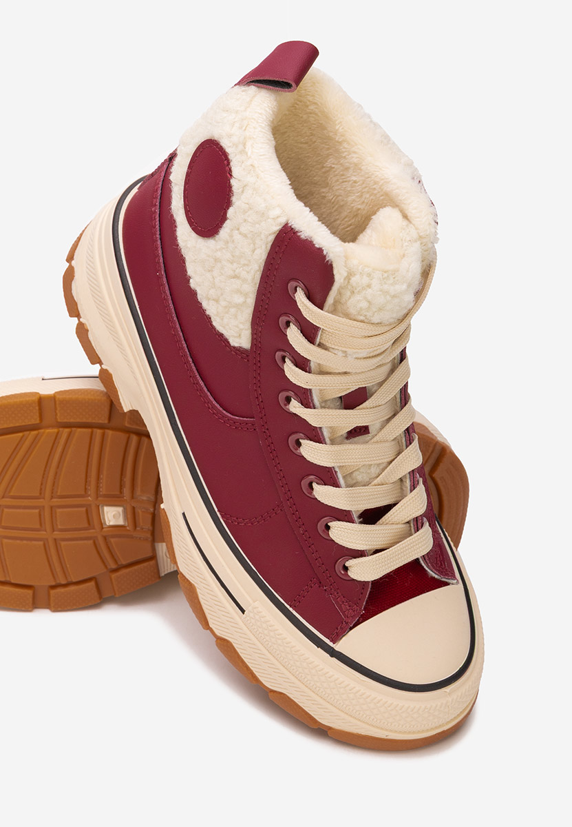 Bordowe trampki wysokie damskie Oziana
