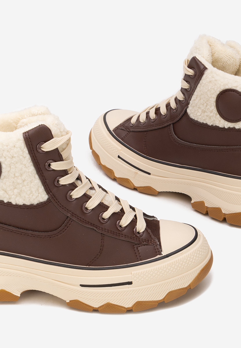 Brązowe trampki wysokie damskie Oziana