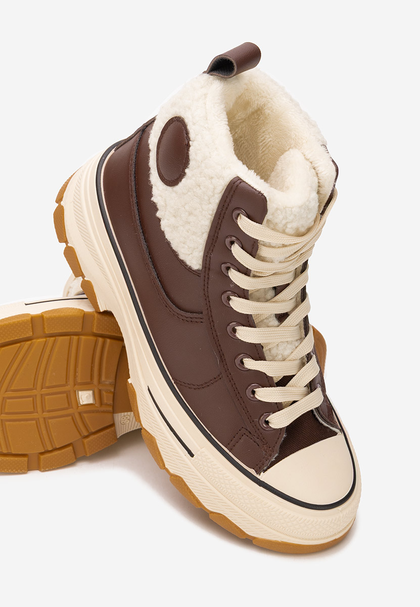 Brązowe trampki wysokie damskie Oziana