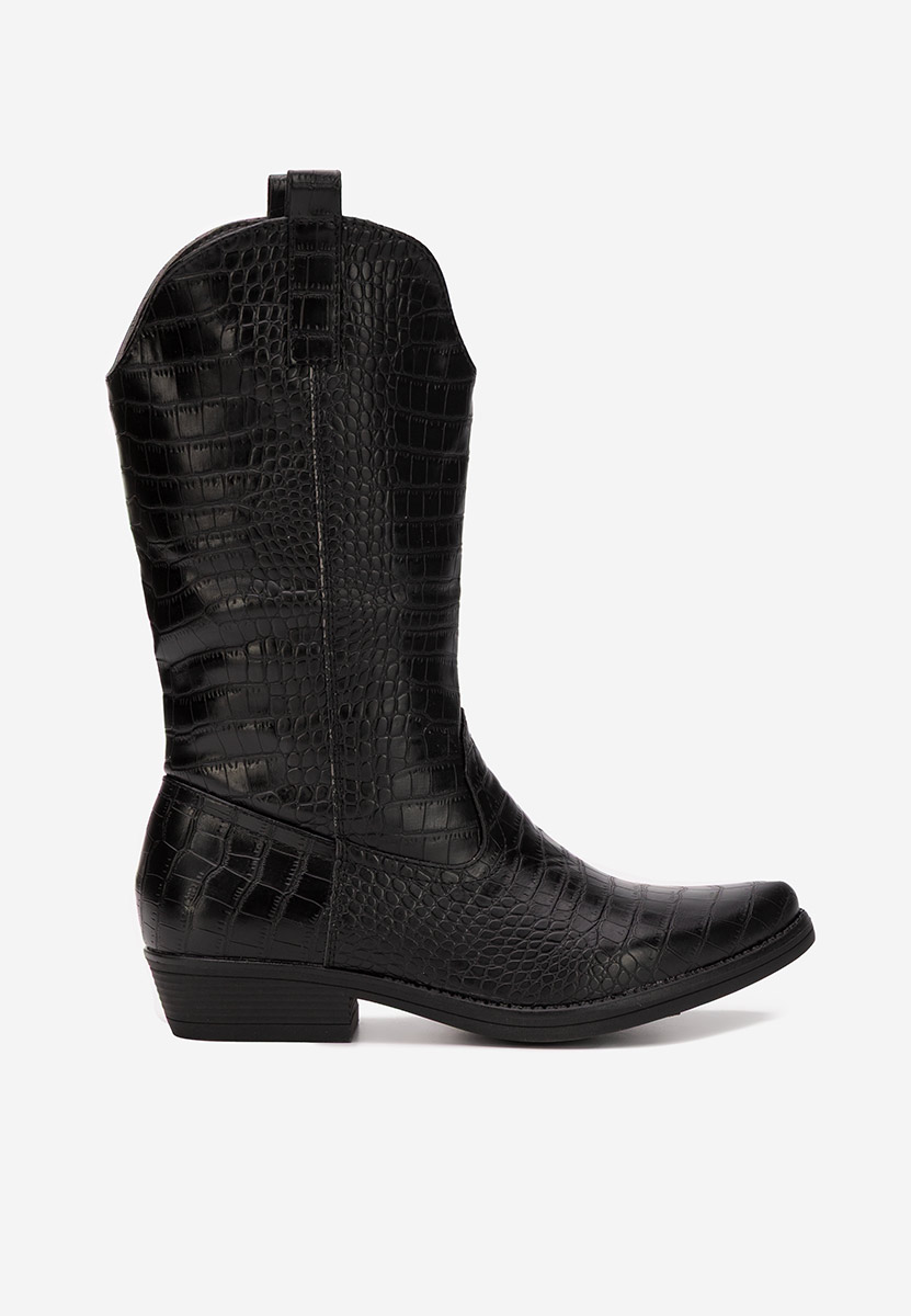 Czarne kozaki kowbojki damskie Renora