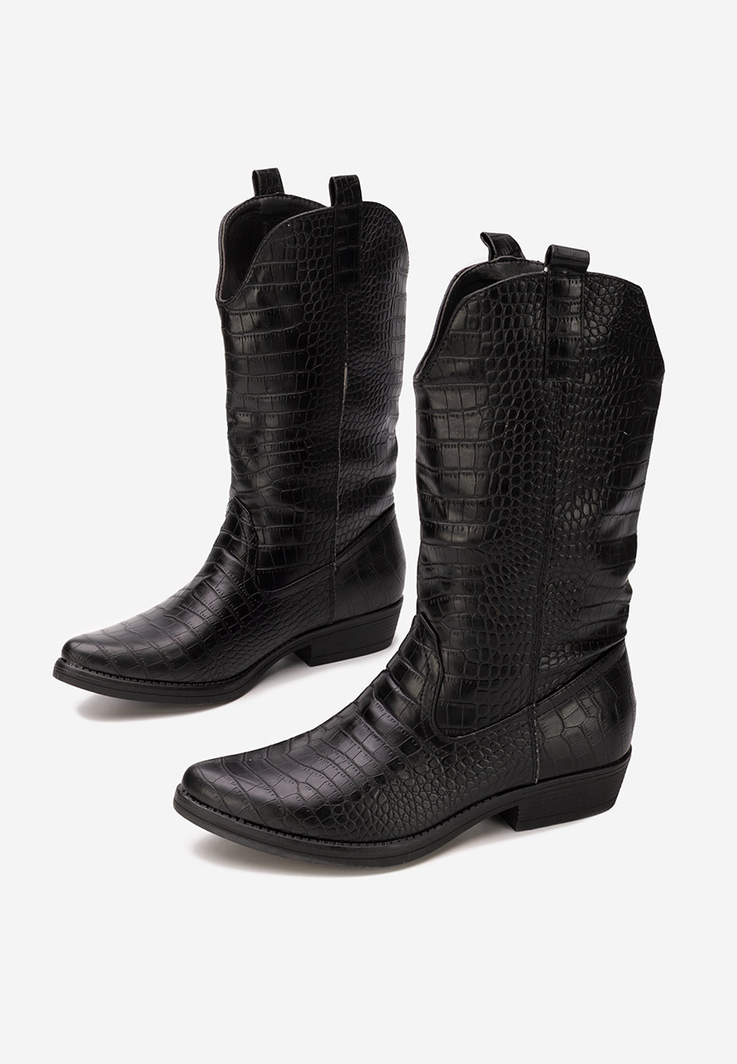 Czarne kozaki kowbojki damskie Renora