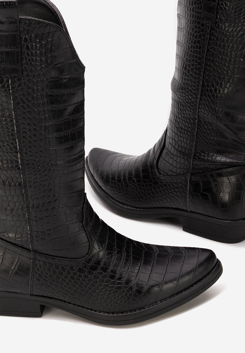 Czarne kozaki kowbojki damskie Renora