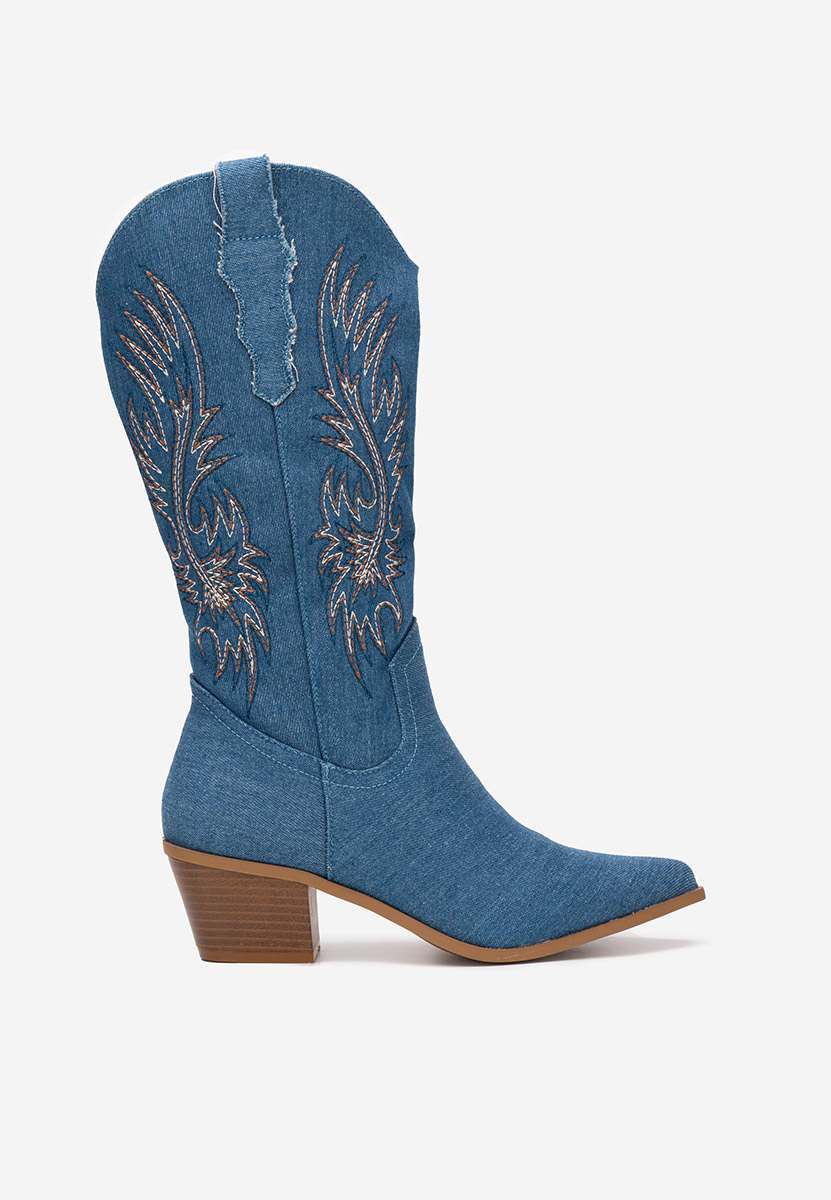 Granatowe kozaki kowbojki damskie Tivaria