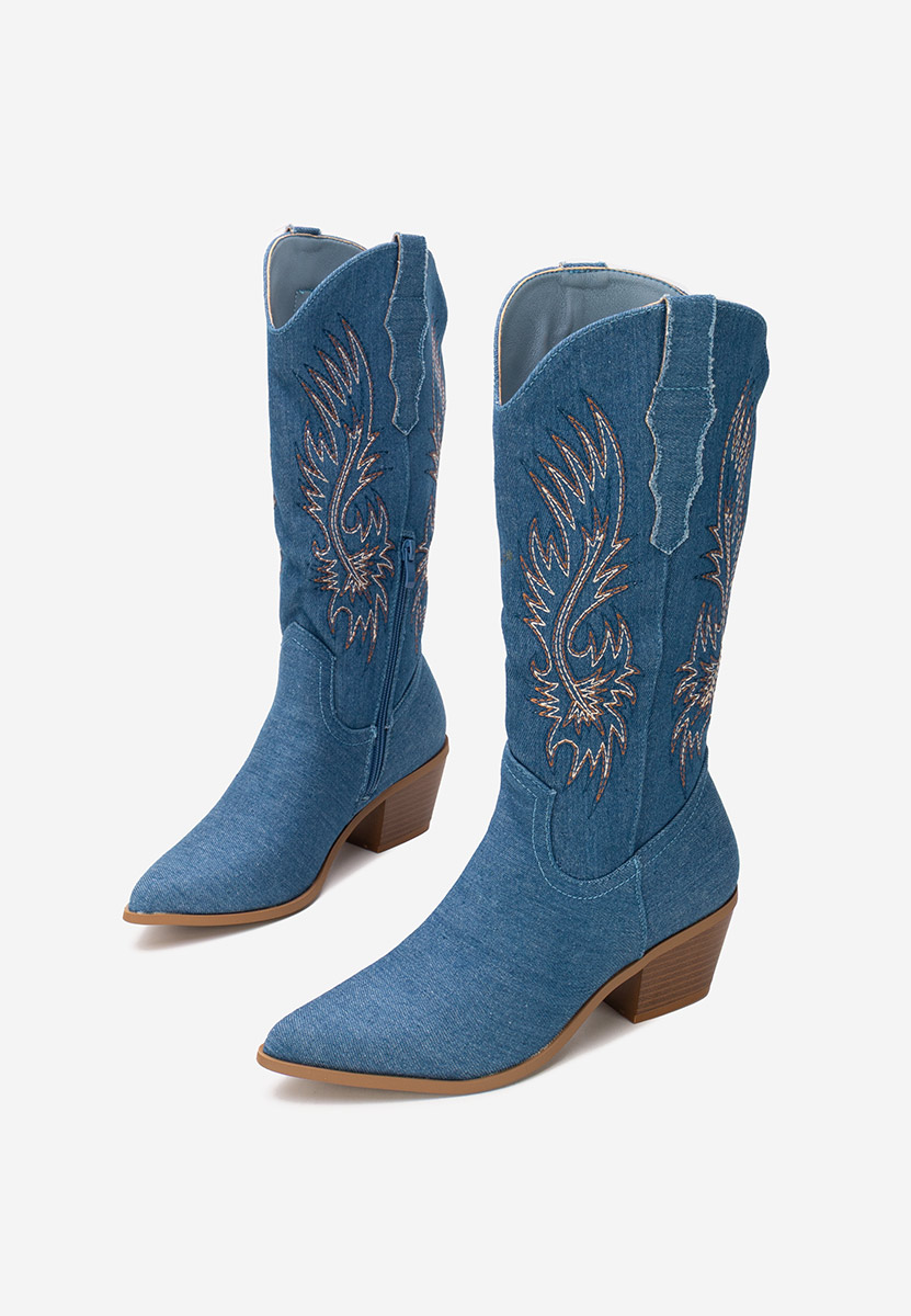 Granatowe kozaki kowbojki damskie Tivaria