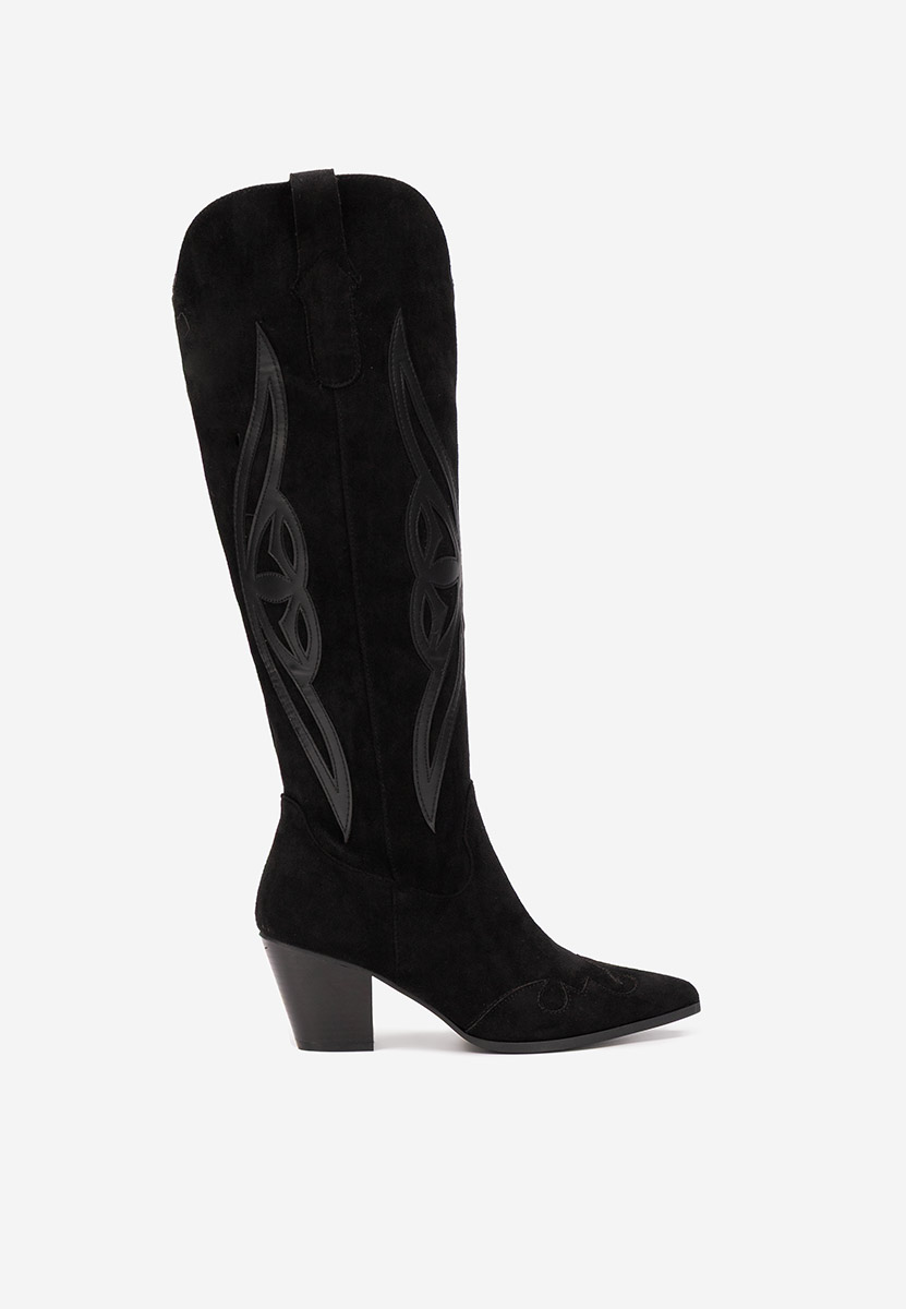 Czarne kozaki kowbojki damskie Kavria