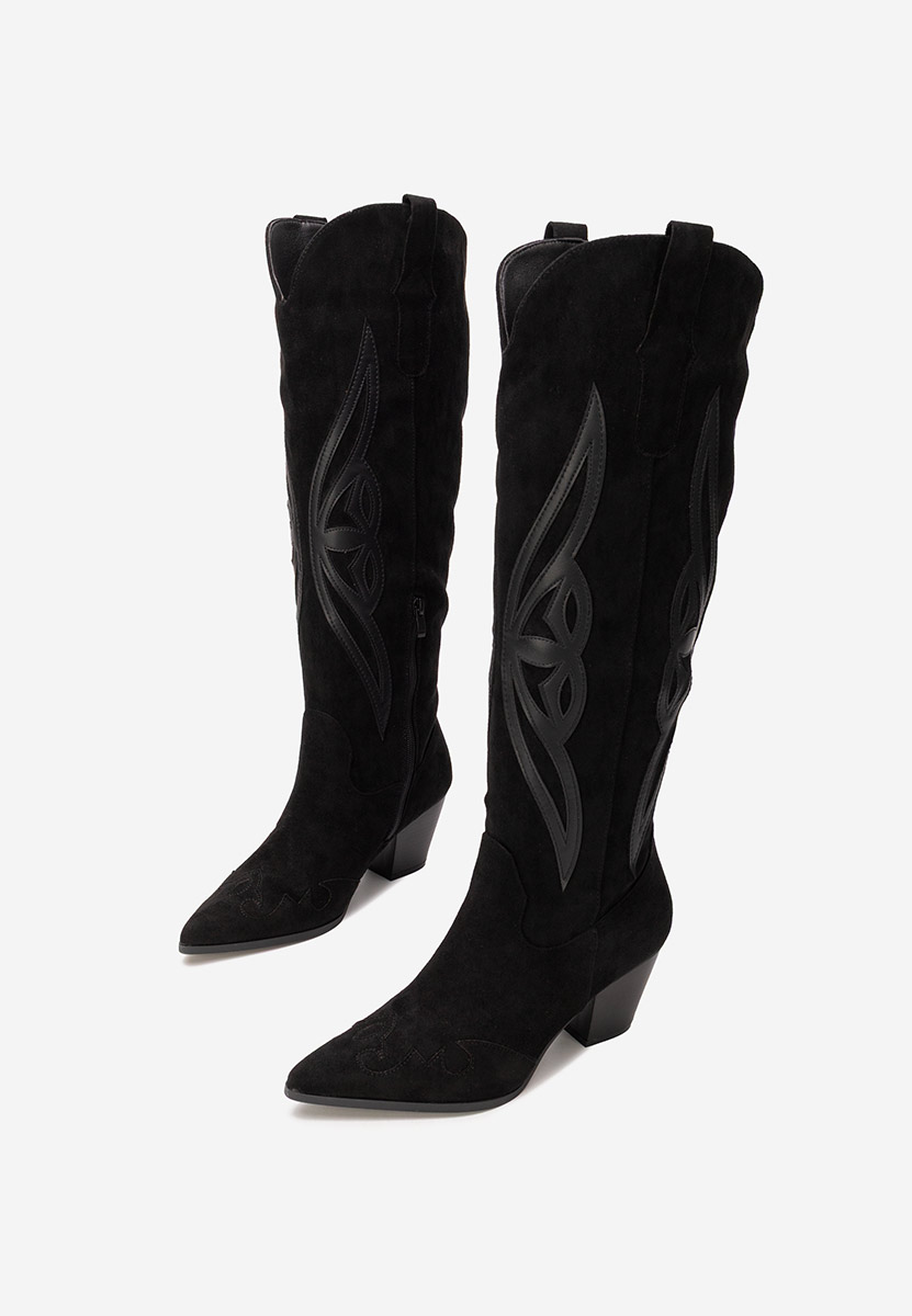 Czarne kozaki kowbojki damskie Kavria