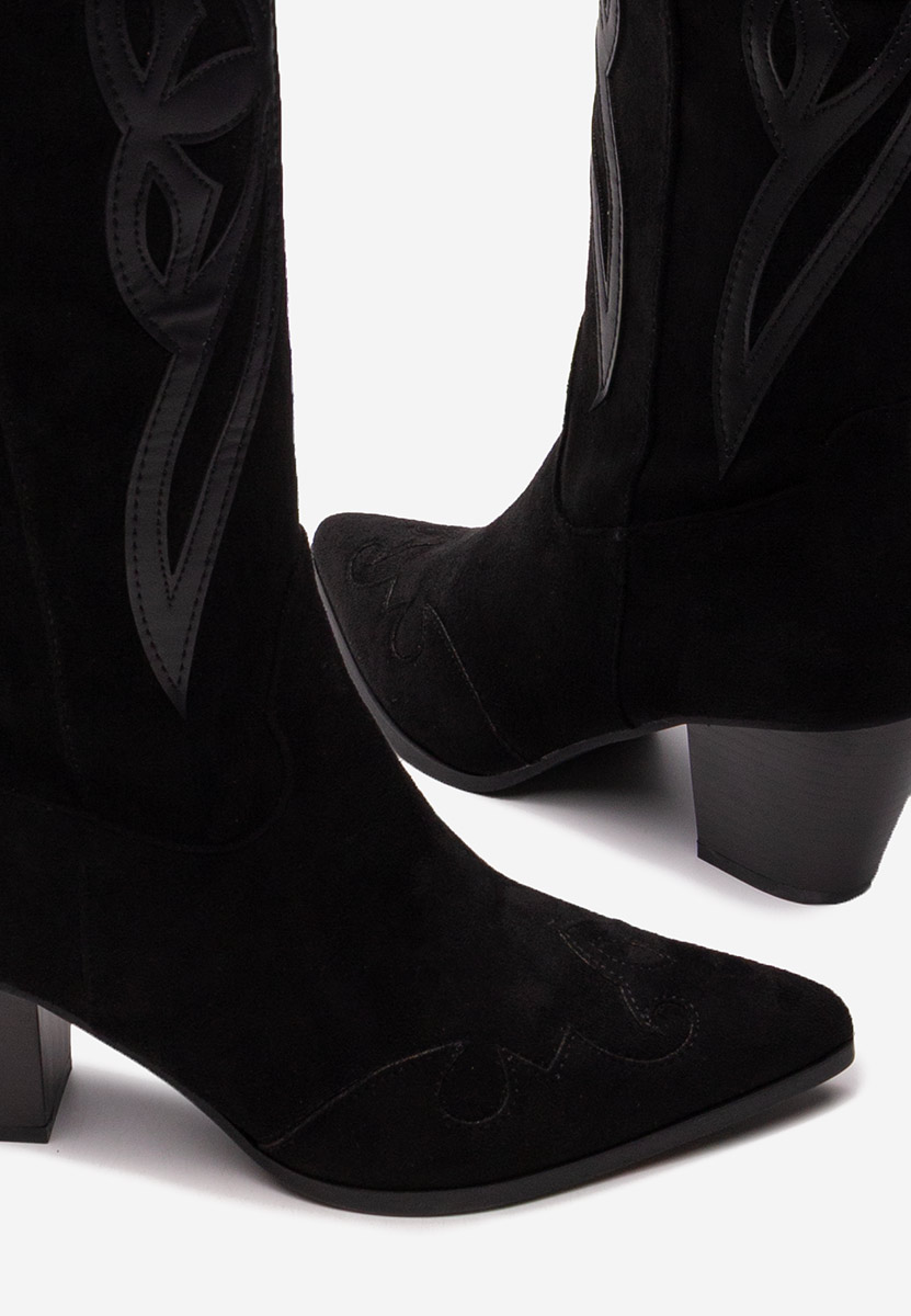 Czarne kozaki kowbojki damskie Kavria