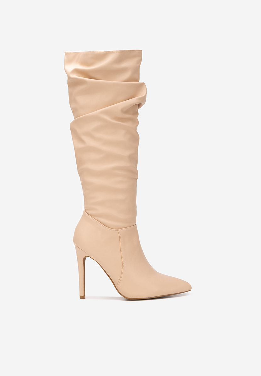 Beżowe kozaki na szpilce Esmaria