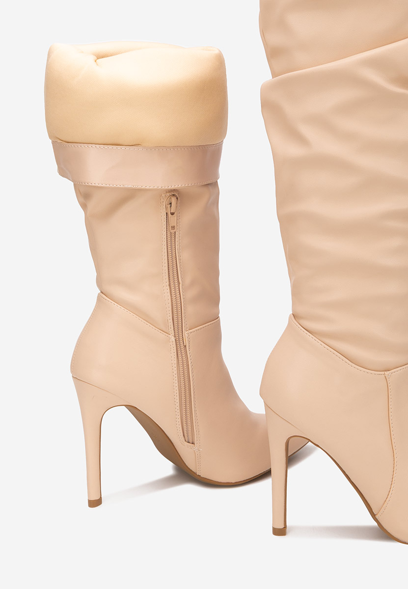 Beżowe kozaki na szpilce Esmaria