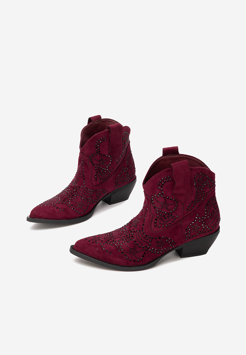 Bordowe kowbojki damskie Ninna