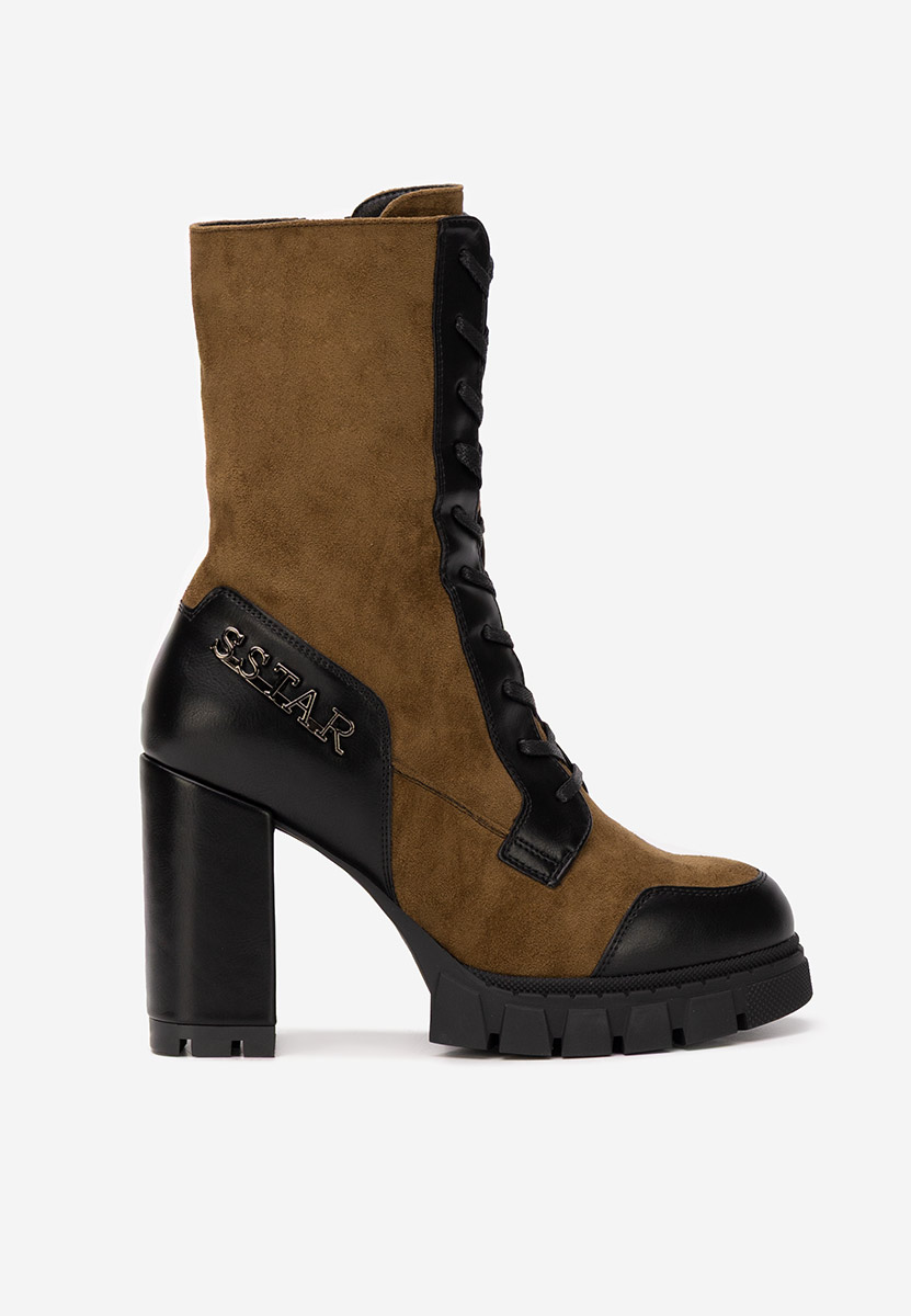 Brązowe botki na słupku Anahi V2