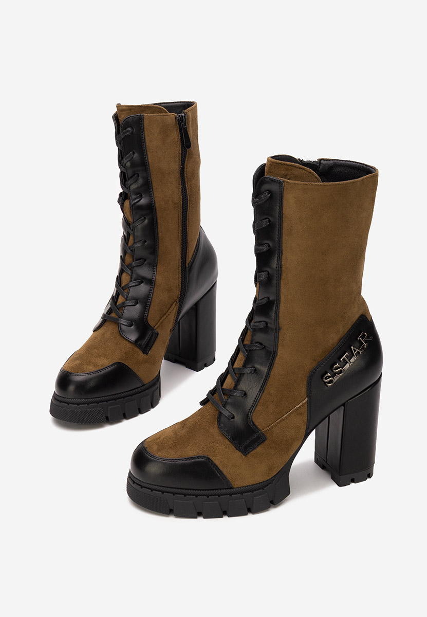 Brązowe botki na słupku Anahi V2