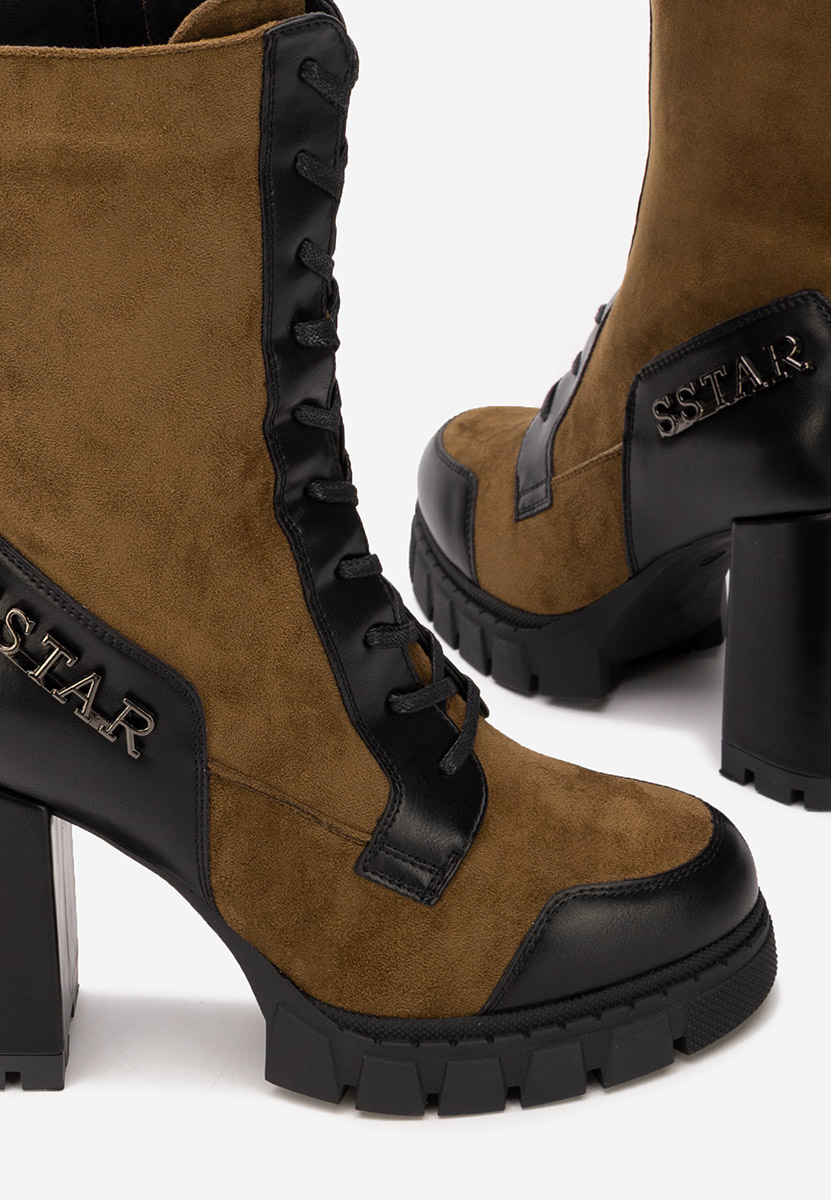 Brązowe botki na słupku Anahi V2