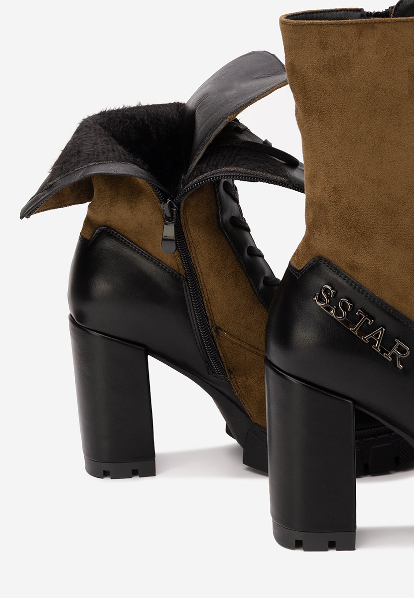 Brązowe botki na słupku Anahi V2