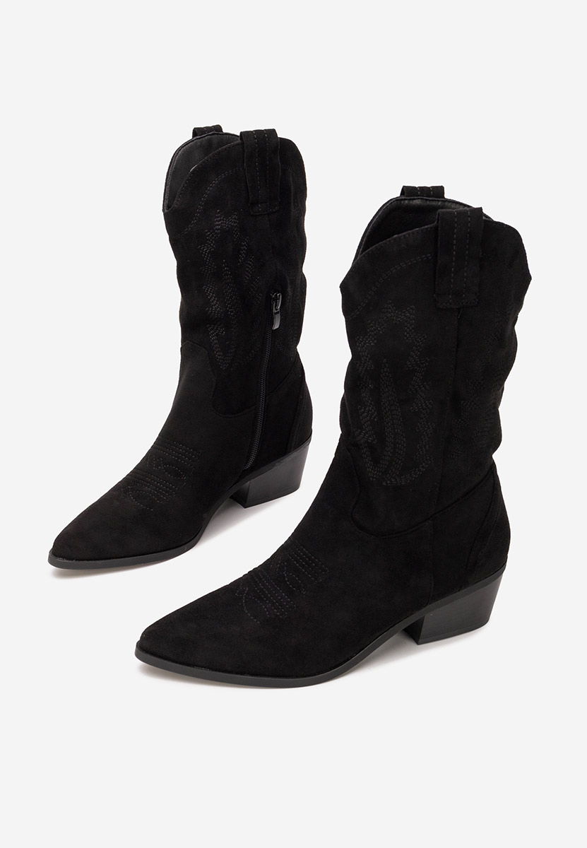 Czarne kozaki kowbojki damskie Brevaya